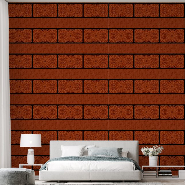 Zwarte en goudbloemen 18 behang (Slaapkamer)