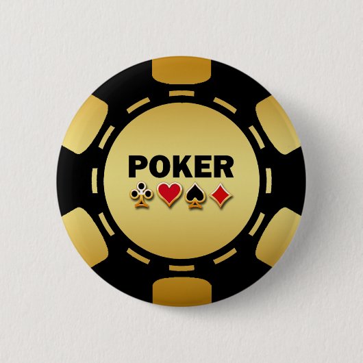 ZWARTE EN GOUDE POKERCHIP RONDE BUTTON 5,7 CM (Voorkant)