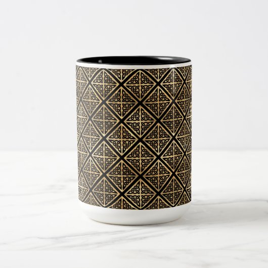  ZWARTE EN GOUDE ROWS VAN CELTISCHE KENNIS TWEEKLEURIGE KOFFIEMOK (Center)