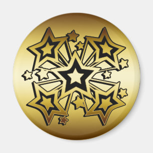 ZWARTE EN GOUDE STARS MAGNEET