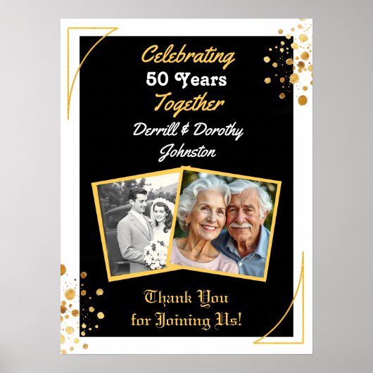 Zwarte en gouden ballonnen 50e Jubileum Poster (Voorkant)