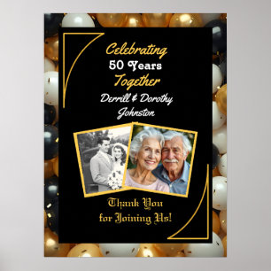 Zwarte en gouden ballonnen 50e Jubileum Poster