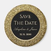 Zwarte en gouden bruiloft redden de datummagneet magneet (Voorkant)