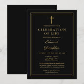 Zwarte en gouden christelijke viering van het leve kaart (Voorkant / Achterkant)
