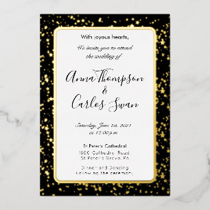 Zwarte en gouden elegante Sparkle Marble Folie Uitnodiging