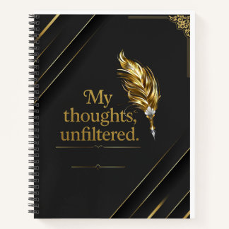 Zwarte en gouden elegante spiraalnotitieboek. notitieboek