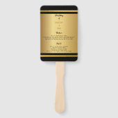 Zwarte en gouden elegante trouwprogramma's handwaaier (Voorkant)