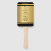 Zwarte en gouden elegante trouwprogramma's handwaaier (Achterkant)