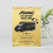 Zwarte en Gouden Feestbus Kaart (Staand voorkant)