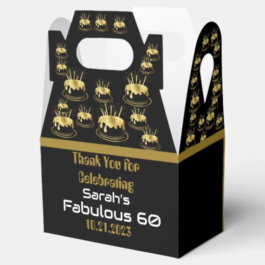 Zwarte en gouden feestdag Gable Favor Box Bedankdoosjes (Geopend)