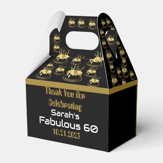 Zwarte en gouden feestdag Gable Favor Box Bedankdoosjes (Voorkant Zijde)