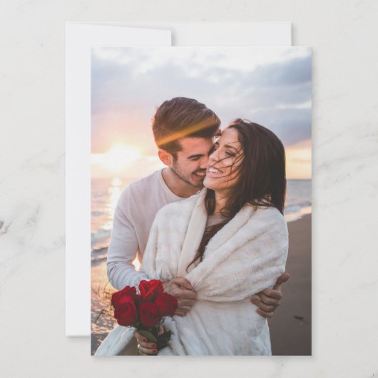 Zwarte en gouden glinsterende script foto trouw kaart (Achterkant)