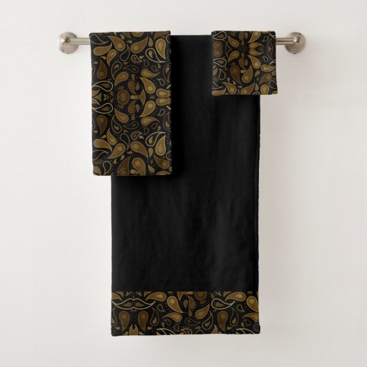 Zwarte en gouden handdoekset bad handdoek (Insitu)