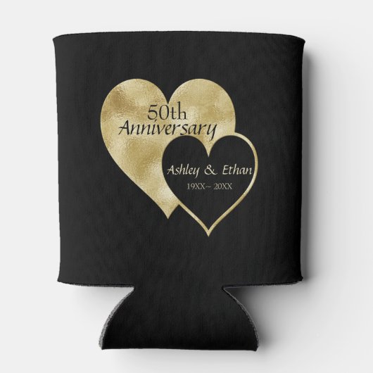 Zwarte en gouden harten blikjeskoeler (Achterkant)