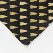 Zwarte en gouden harten fleece deken (Hoek)