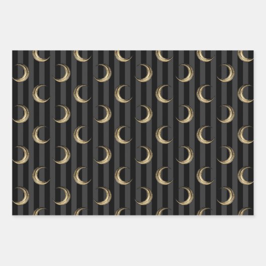 Zwarte en gouden heks, Mons en Pomkins Halloween Inpakpapier Vel (Voorkant 2)