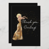 Zwarte en gouden Hollywoodglam Harm Hartelijk dank Bedankkaart (Voorkant / Achterkant)