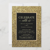 Zwarte en gouden huwelijksreceptie kaart (Voorkant)