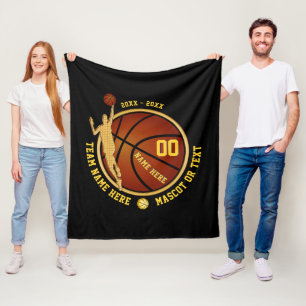 Zwarte en gouden jongens Basketball Giften voor sp Fleece Deken