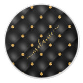 Zwarte en Gouden Keramische Knop met Aangepaste Na (Voorkant)