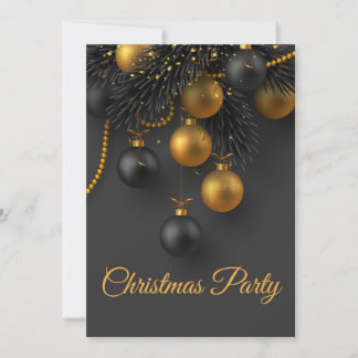Zwarte en gouden kerstballen Elegant Holiday Kaart