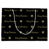 Zwarte en gouden kerstcadeau large cadeauzakje (Achterkant)