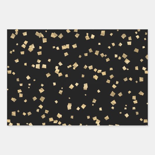 Zwarte en gouden kerstfeestdag inpakpapier vel (Voorkant 3)
