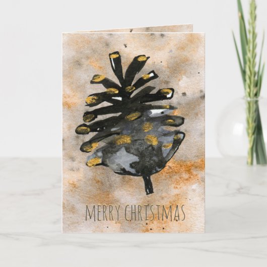 Zwarte en gouden kerstklep feestdagen kaart (Voorkant)