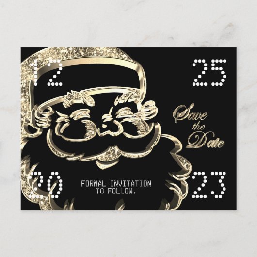 Zwarte en gouden kerstman bespaart de datum van he aankondigingskaart (Voorkant)