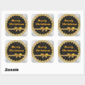Zwarte en gouden kerstStickers Vierkante Sticker (Vel)