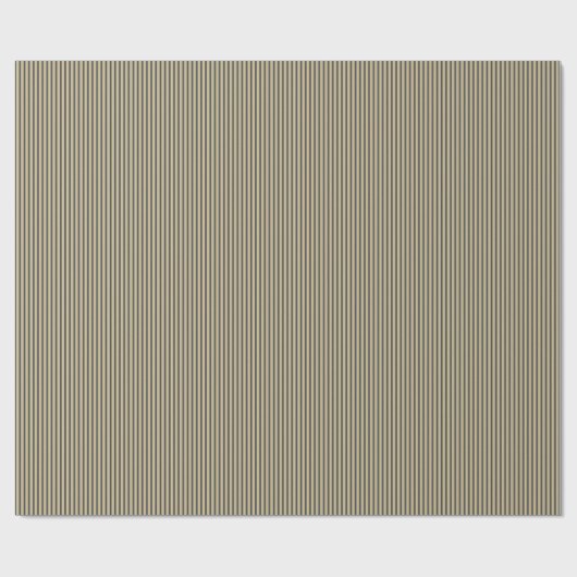 Zwarte en gouden kerststrepen cadeaupapier (Vlak)