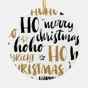 Zwarte en gouden kersttekst Art Cute Aestheti Keramisch Ornament