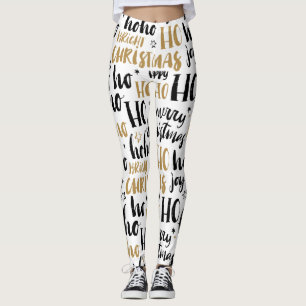 Zwarte en gouden kersttekst Art Cute Aestheti Leggings