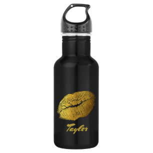 zwarte en gouden Lips Personeel Waterfles