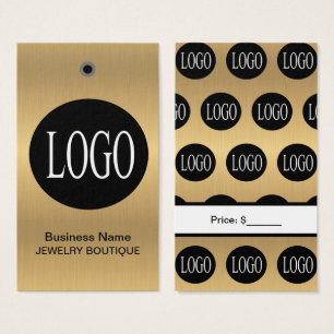 Zwarte en gouden logo sieraden prijskaartjes visitekaartje