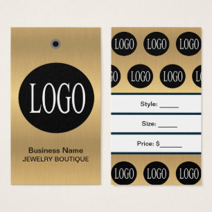 Zwarte en gouden logo sieraden prijskaartjes visitekaartje
