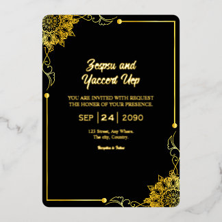 Zwarte en gouden luxe uitnodiging Gold Foil design