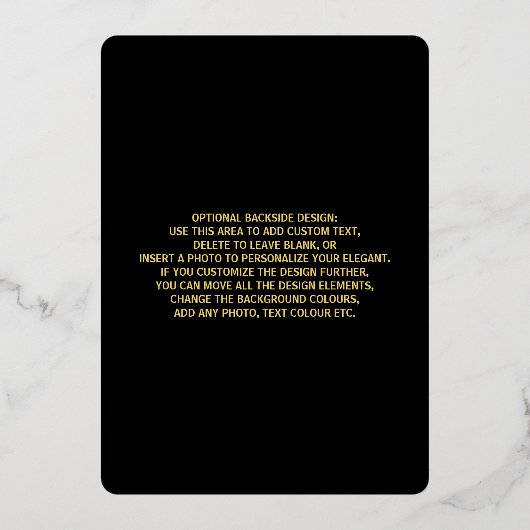 Zwarte en gouden luxe uitnodiging Gold Foil design (Achterkant)