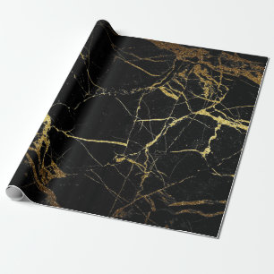 Zwarte en gouden marmer cadeaupapier