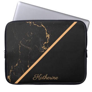 Zwarte en gouden marmer laptop sleeve