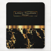 Zwarte en gouden marmer muismat (Voorkant)