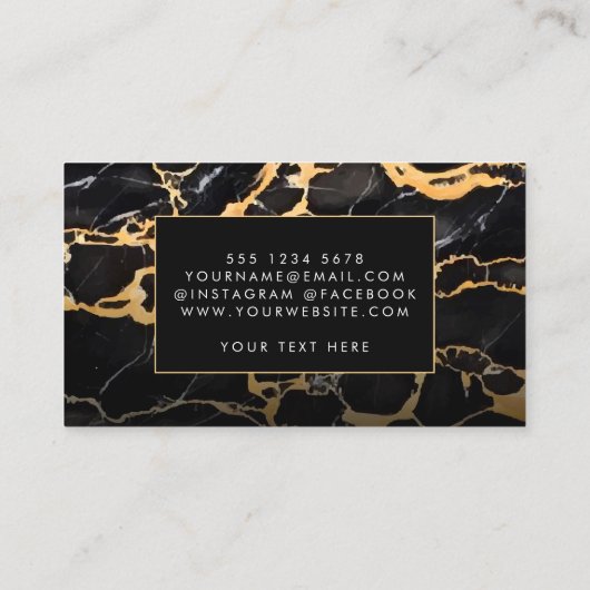 Zwarte en gouden marmer visitekaartje (Achterkant)