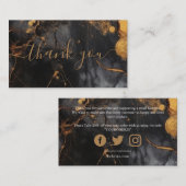 Zwarte en gouden marmerklant bedankt informatiekaartje (Voorkant / Achterkant)