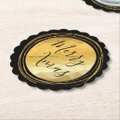Zwarte en gouden metaal kerstkalligrafie kartonnen onderzetters (Gekanteld)