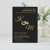 Zwarte en Gouden Monogram-Trouringen- Kaart (Staand voorkant)