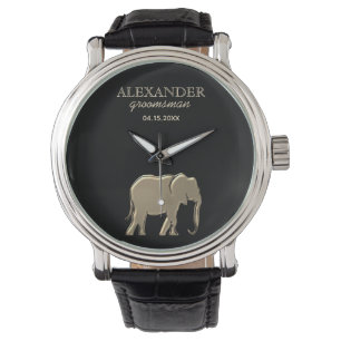 Zwarte en gouden monogramme bruidsjonker horloge