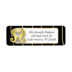 Zwarte en gouden Nautical Threadpaarden Etiket