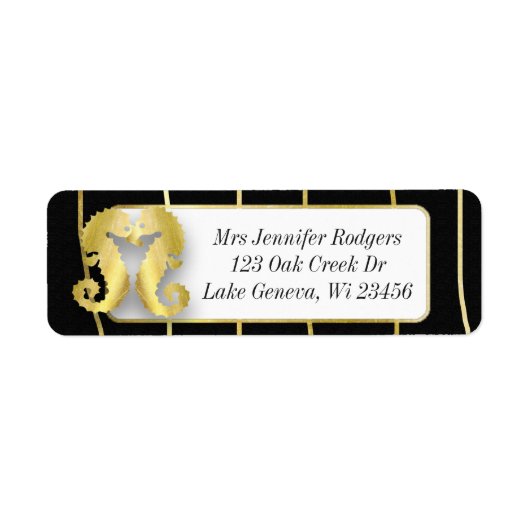 Zwarte en gouden Nautical Threadpaarden Etiket (Voorkant)