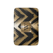 Zwarte en gouden penseelstrepen badmat (Voorkant Verticaal)