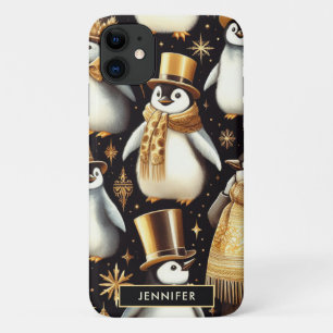Zwarte en gouden pinguïn iPhone 11 hoesje